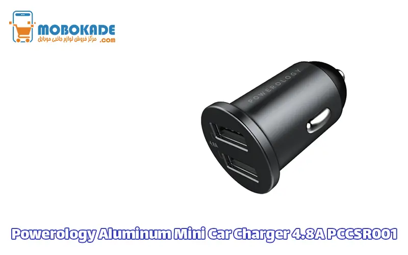 شارژر فندکی پاورولوژی Powerology Aluminum Mini Car Charger 4.8A PCCSR001-BK